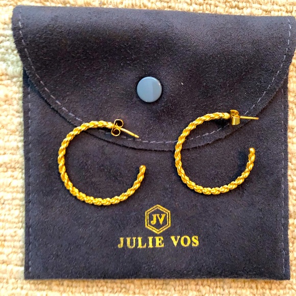 Julie Vos Jewelry - Gold braided classic hoops from Julie Voss